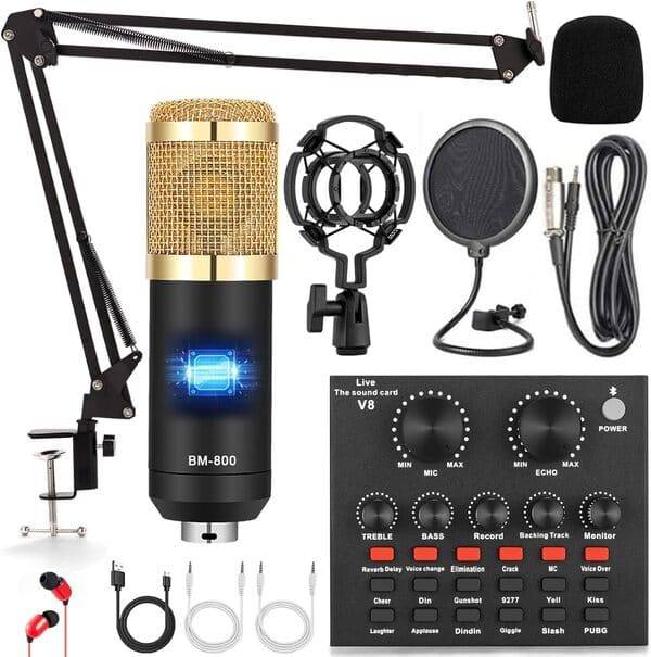 ALPOWL Paquete de Equipo de Podcast + Interfaz de Audio