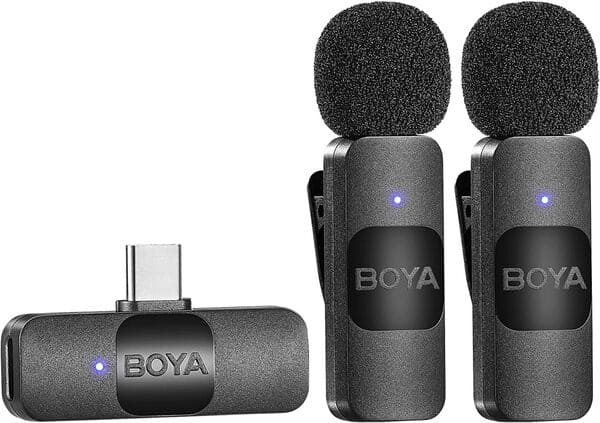 BOYA micrófono de Solapa inalámbrico Dual para Android Smartphone