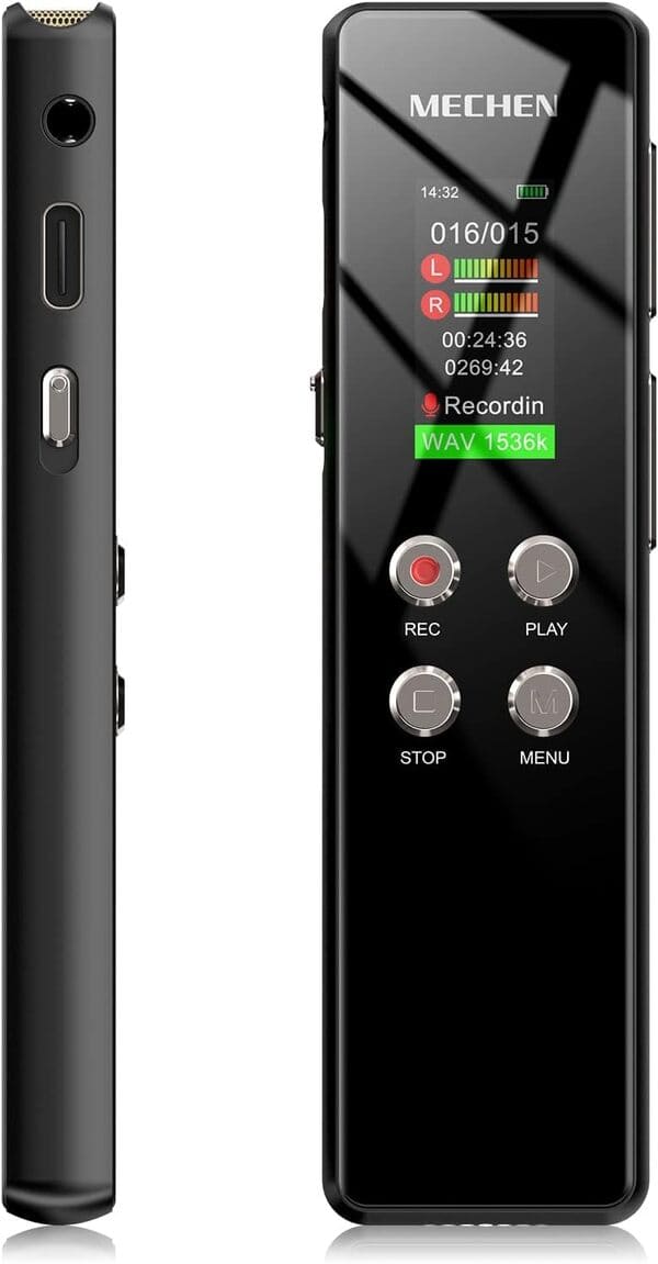 MECHEN 64GB Grabadora Voz, Activado por Voz con Reproducción para Conferencias Reuniones Discurso