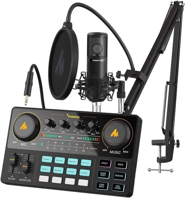 Maono Interfaz Audio con Mesa de Mezclas para podcast