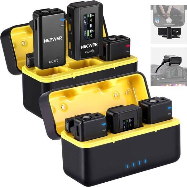 NEEWER CM28 Micrófono Solapa Inalámbrico Profesional Sistema con Estuche