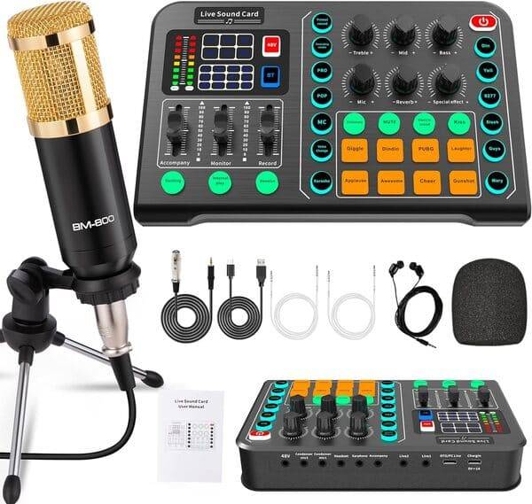Paquete de Equipo de Podcast con micrófono de Condensador Audio Profesional