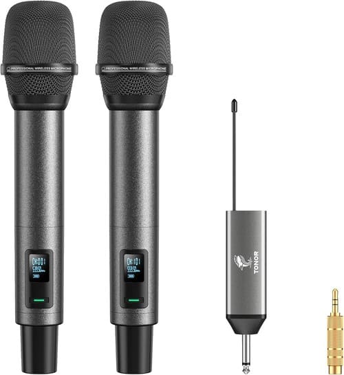 TONOR Micrófonos Inalámbricos Karaoke Recargable UHF