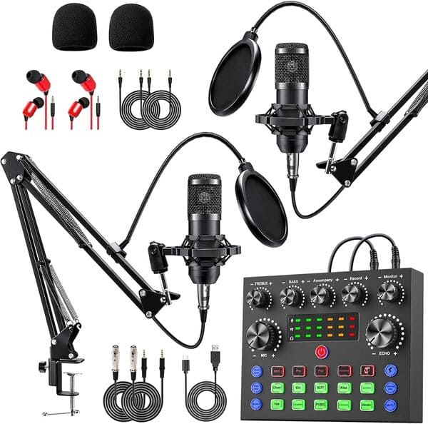 sktome Paquete de equipo para podcast 2 micros